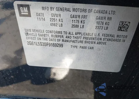 2015 Cadillac Xts Standard z USA, uszkodzony, nr VIN 2G61L5S35F9169299